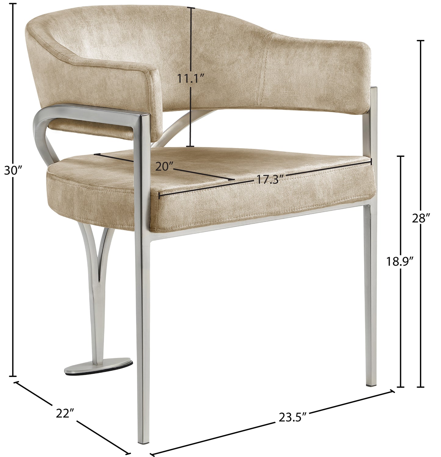 kenzi beige velvet dining chair c