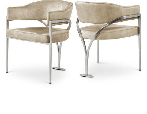 Jolie Beige Velvet Upholstered Dining Chair, 2-Piece (Style 2)