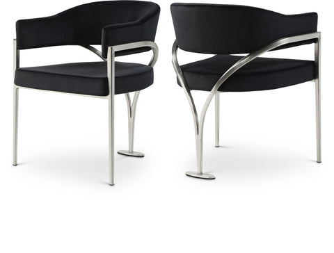 Jolie Black Velvet Upholstered Dining Chair, 2-Piece (Style 2)