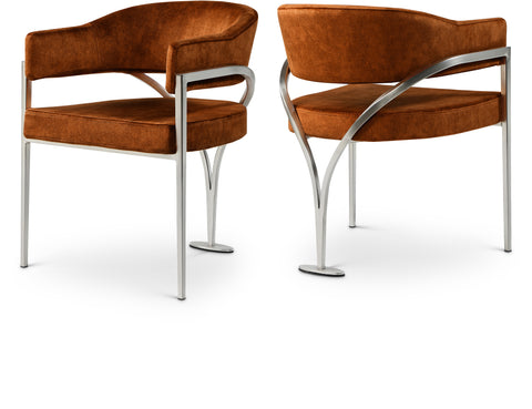 Jolie Cognac Velvet Upholstered Dining Chair, 2-Piece (Style 2)