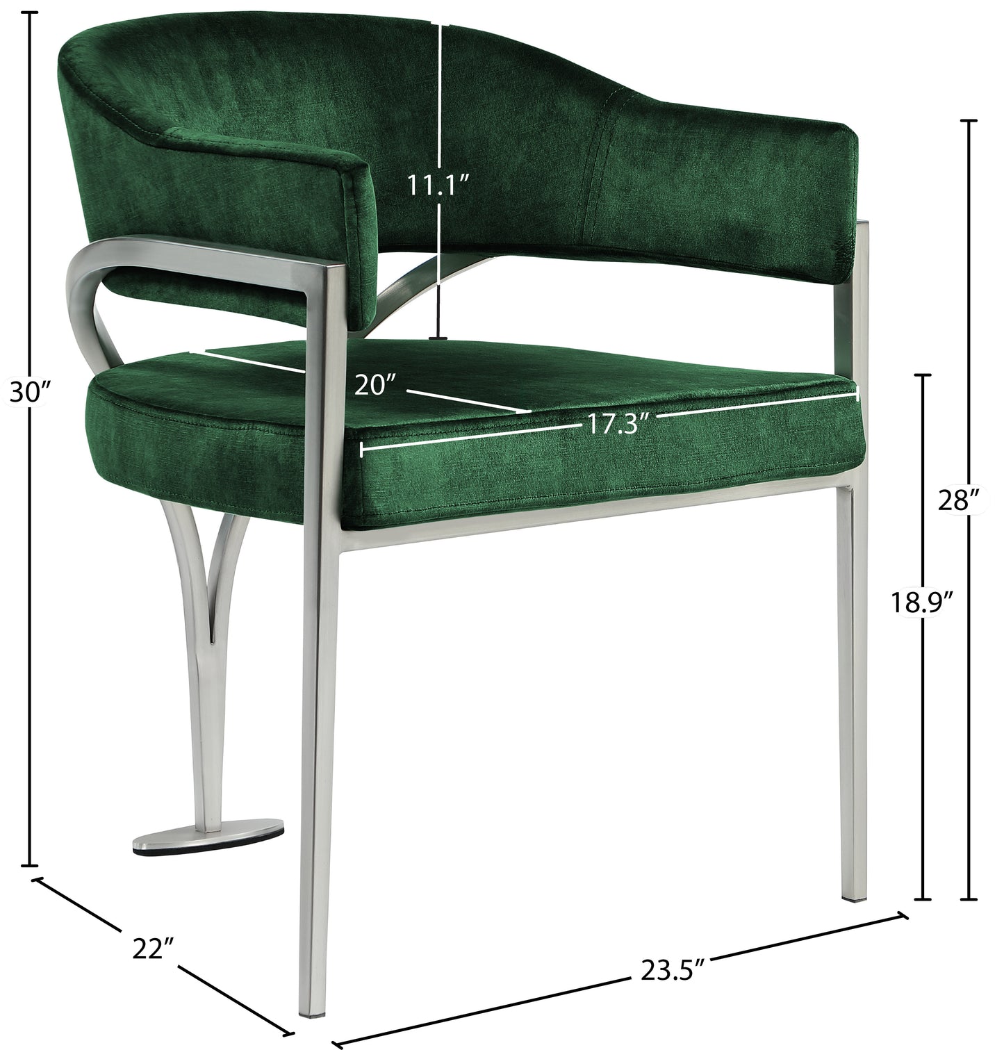 kenzi green velvet dining chair c