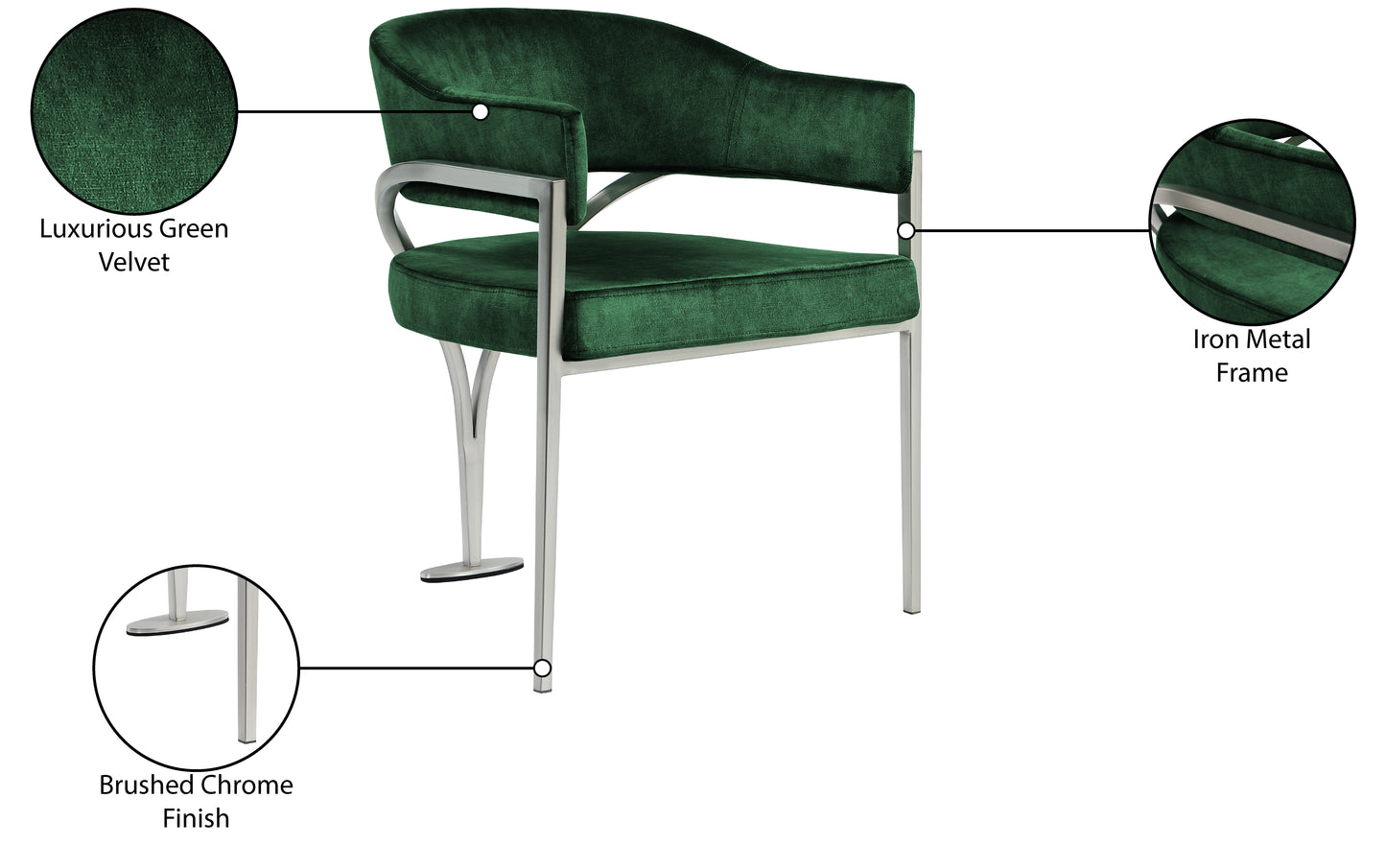 kenzi green velvet dining chair c