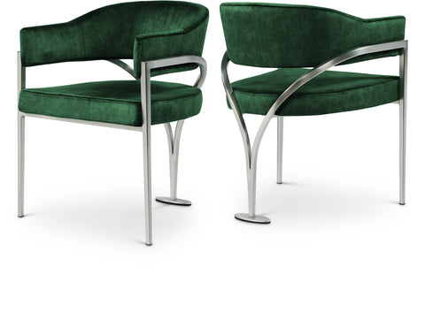 Jolie Green Velvet Upholstered Dining Chair, 2-Piece (Style 2)