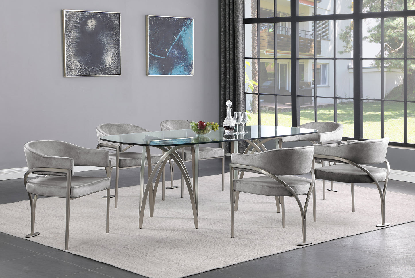 kenzi grey velvet dining chair c