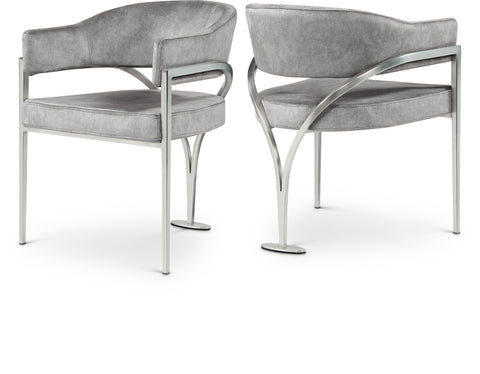Jolie Grey Velvet Upholstered Dining Chair, 2-Piece (Style 2)