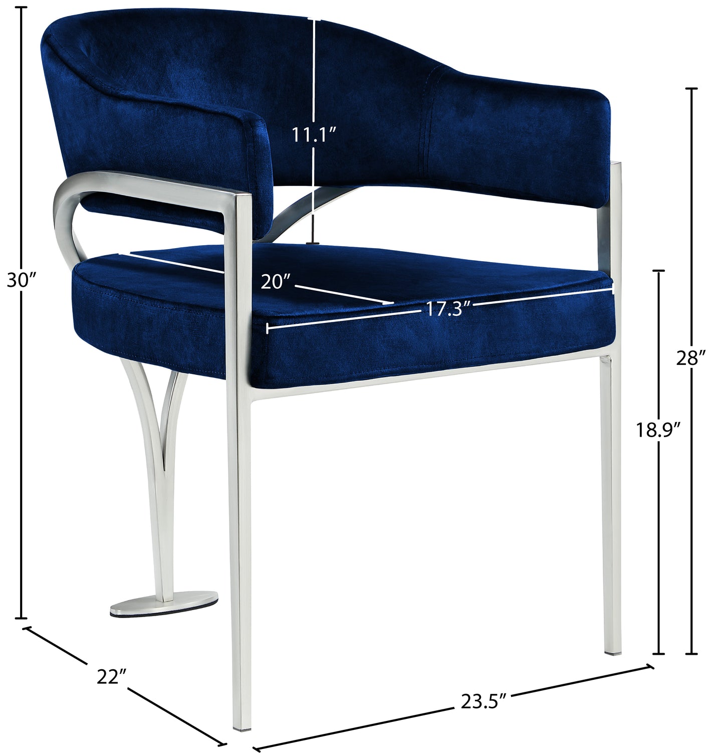 kenzi navy velvet dining chair c