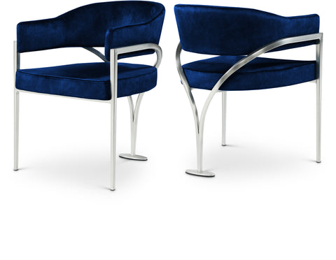 Jolie Navy Velvet Upholstered Dining Chair, 2-Piece (Style 2)