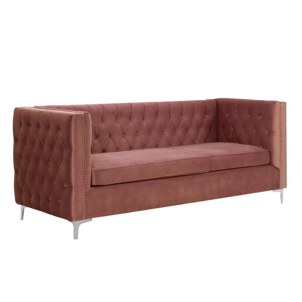 denton sectional sofa, coral velvet