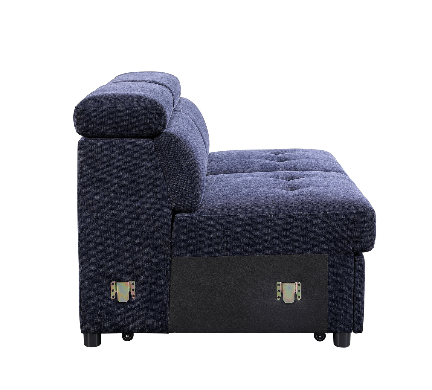 denvor sectional sofa w/storage & ottoman, navy blue fabric