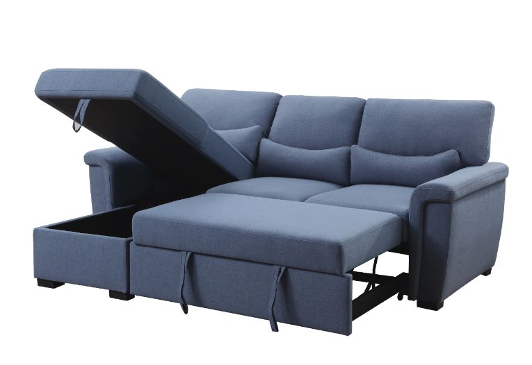 reversible sectional sofa w/sleeper & storage