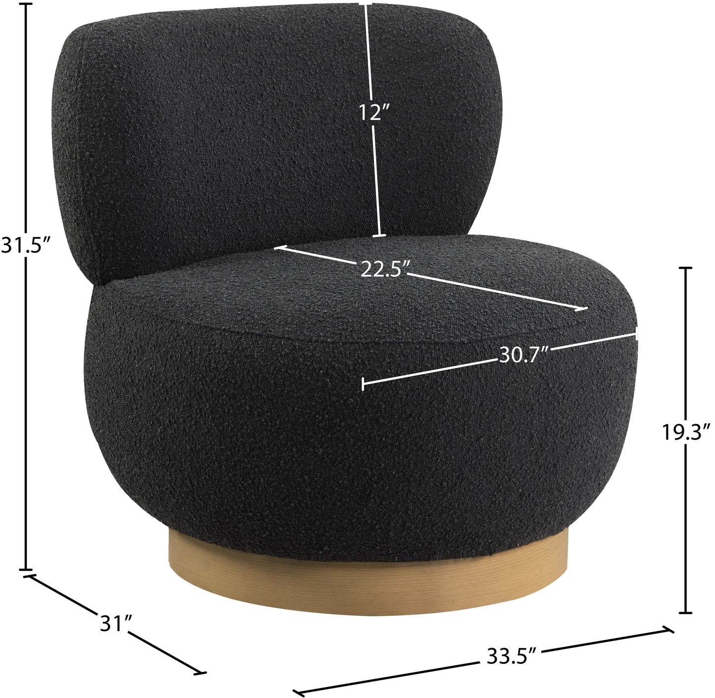 infinity black boucle fabric accent chair black