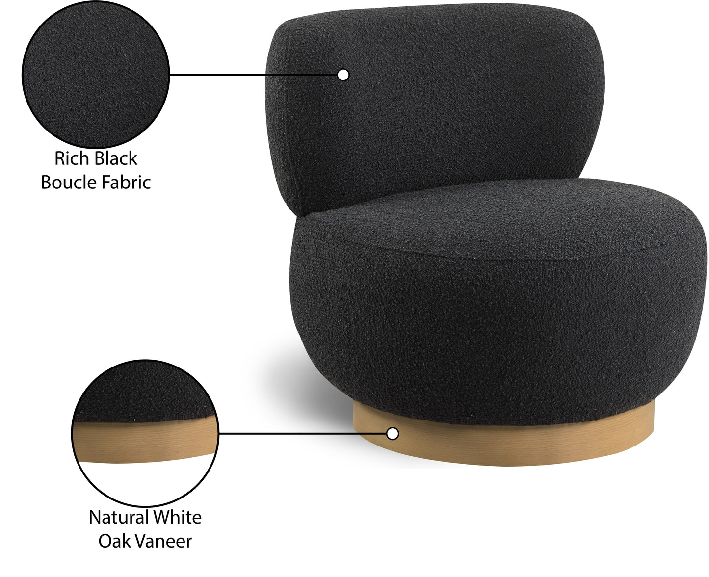 infinity black boucle fabric accent chair black