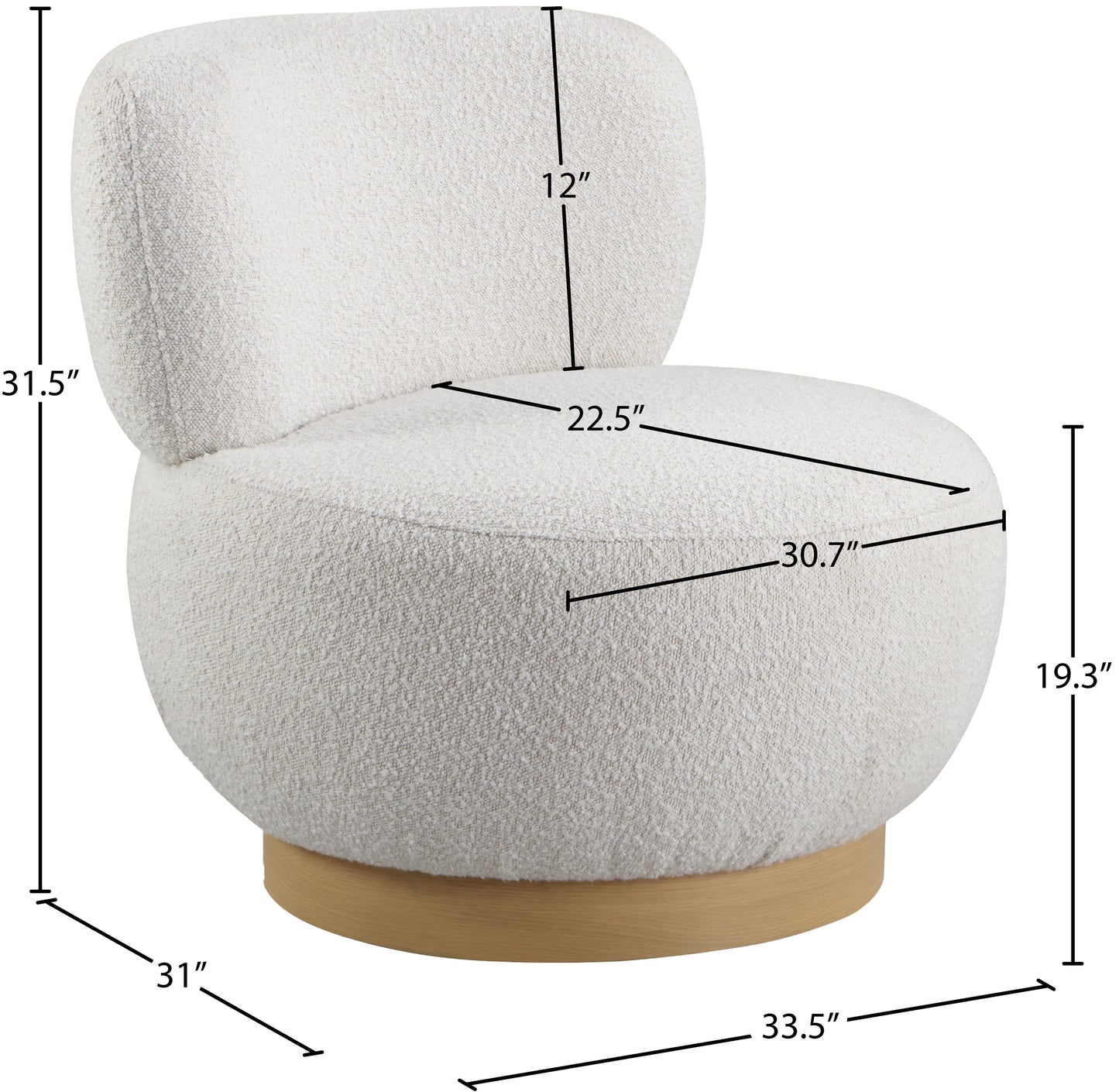 infinity cream boucle fabric accent chair cream