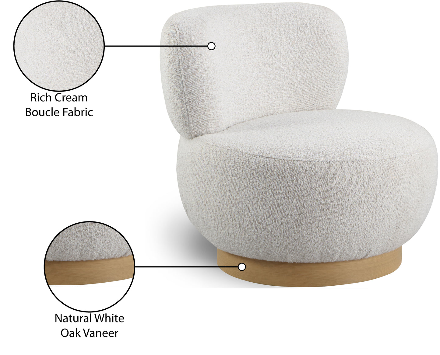 infinity cream boucle fabric accent chair cream