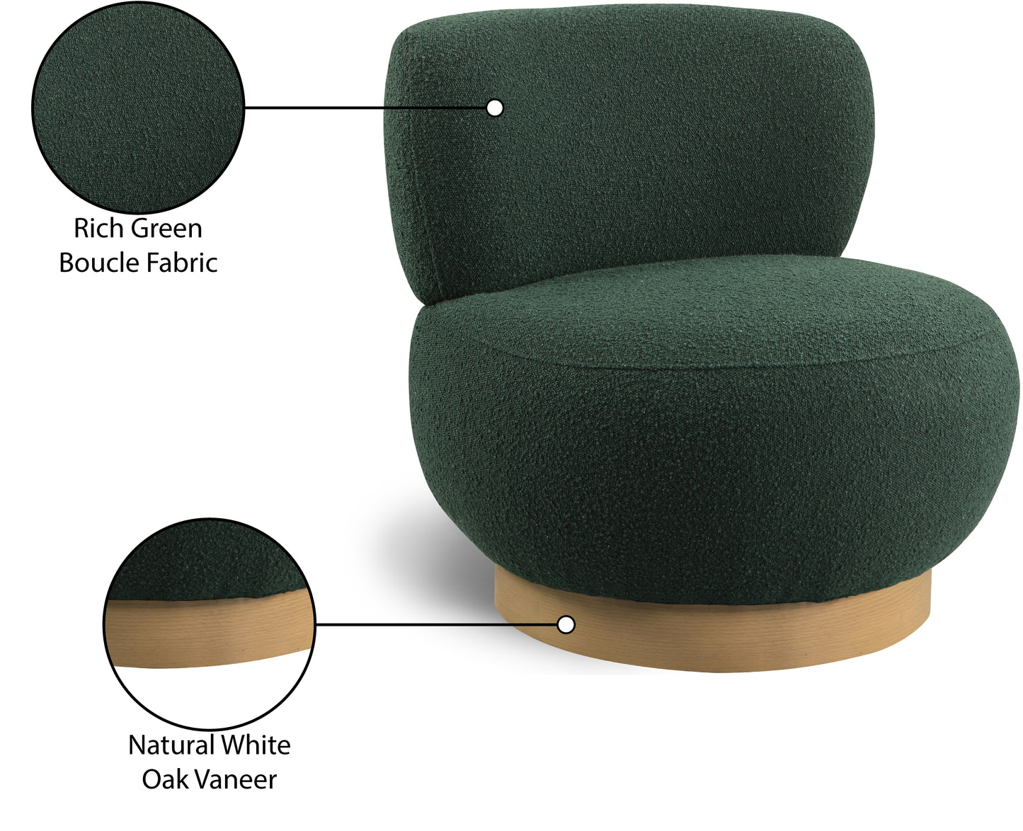 infinity green boucle fabric accent chair green