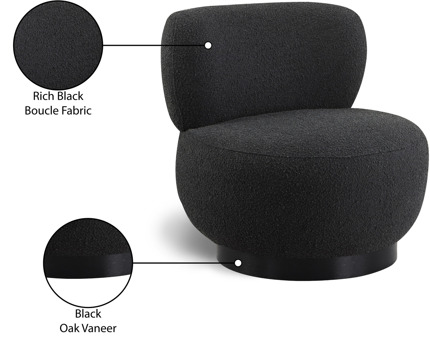 infinity black boucle fabric accent chair black