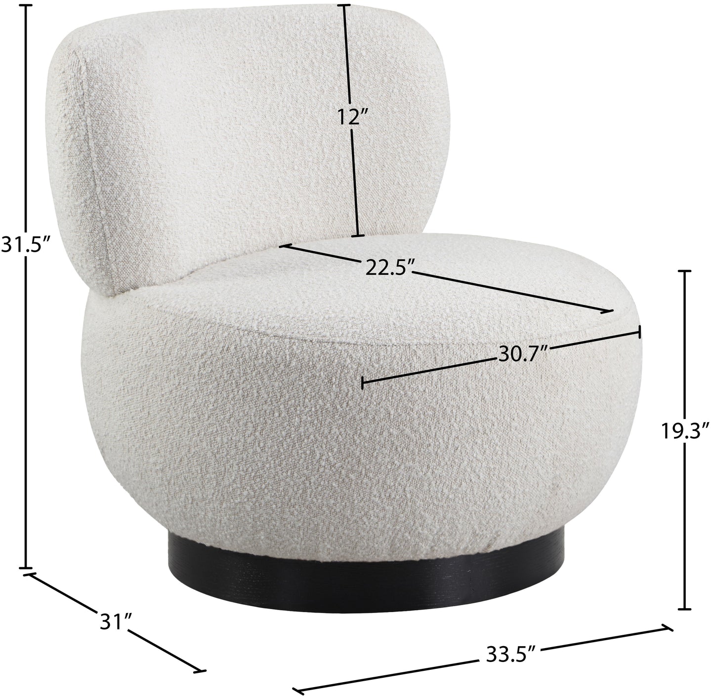 infinity cream boucle fabric accent chair cream