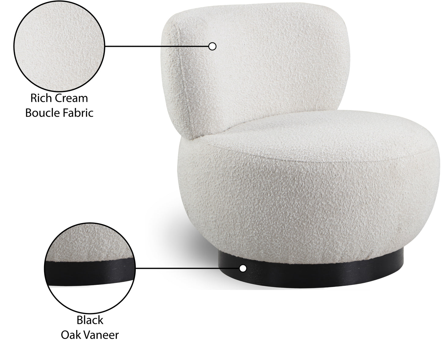 infinity cream boucle fabric accent chair cream