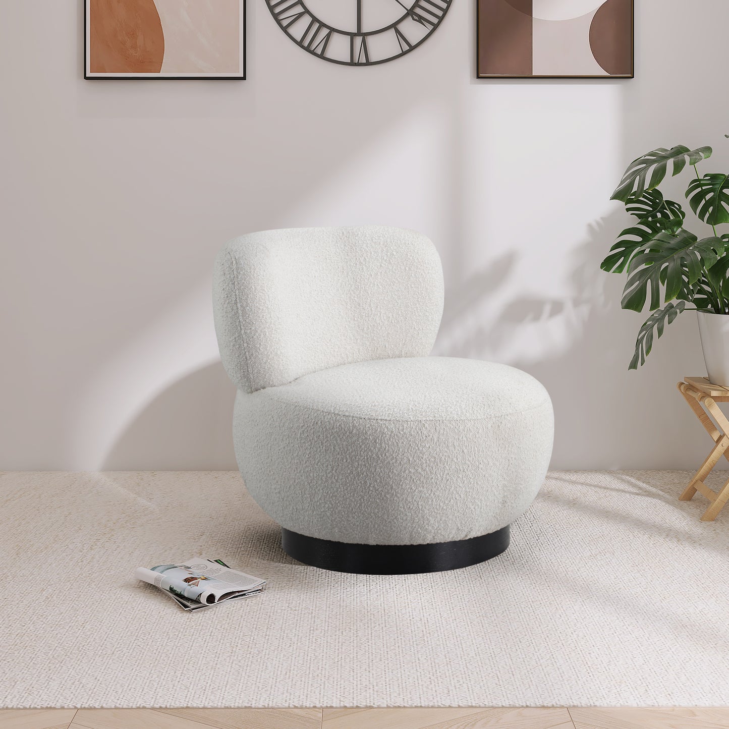 lavina cream boucle fabric accent chair