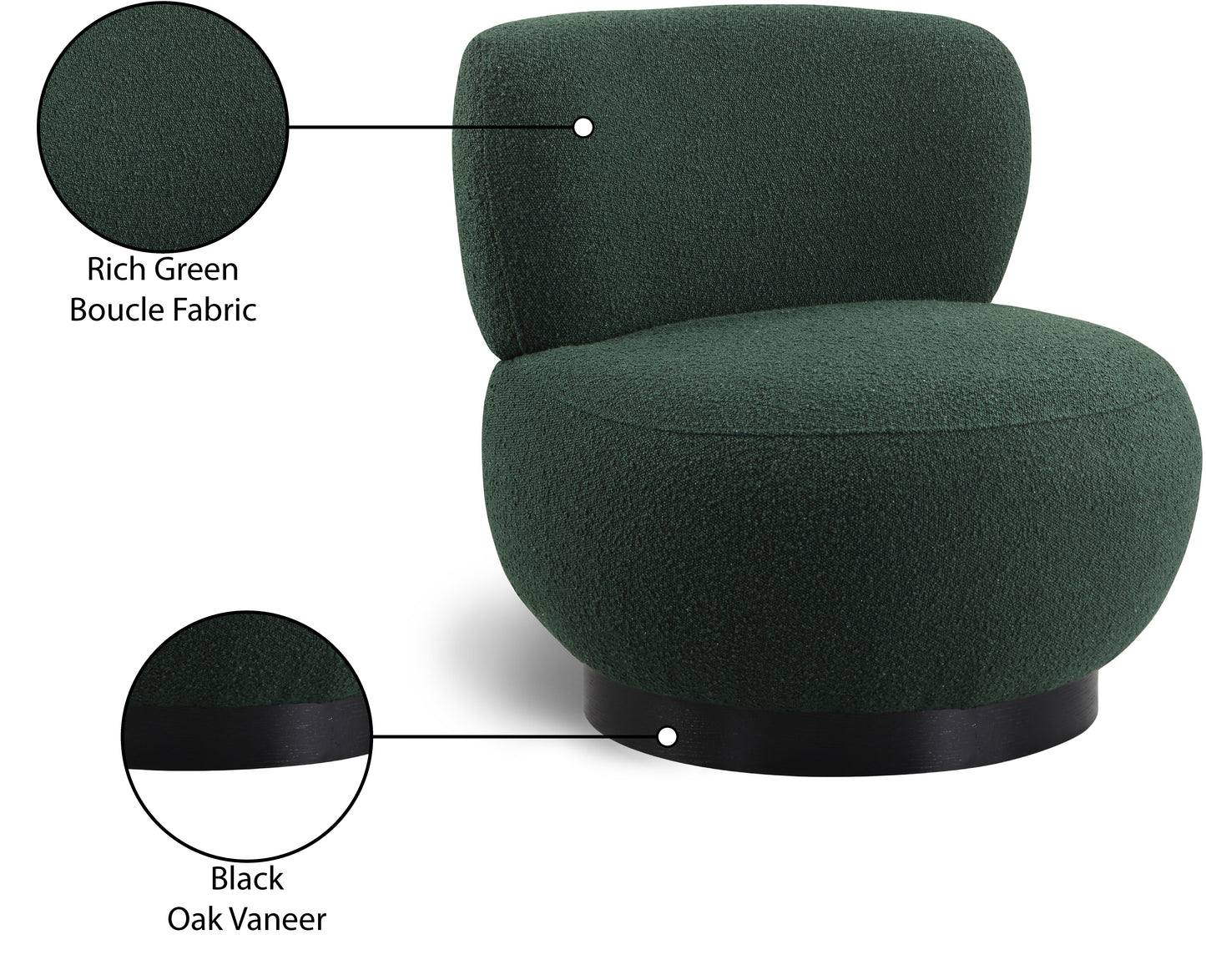 infinity green boucle fabric accent chair green