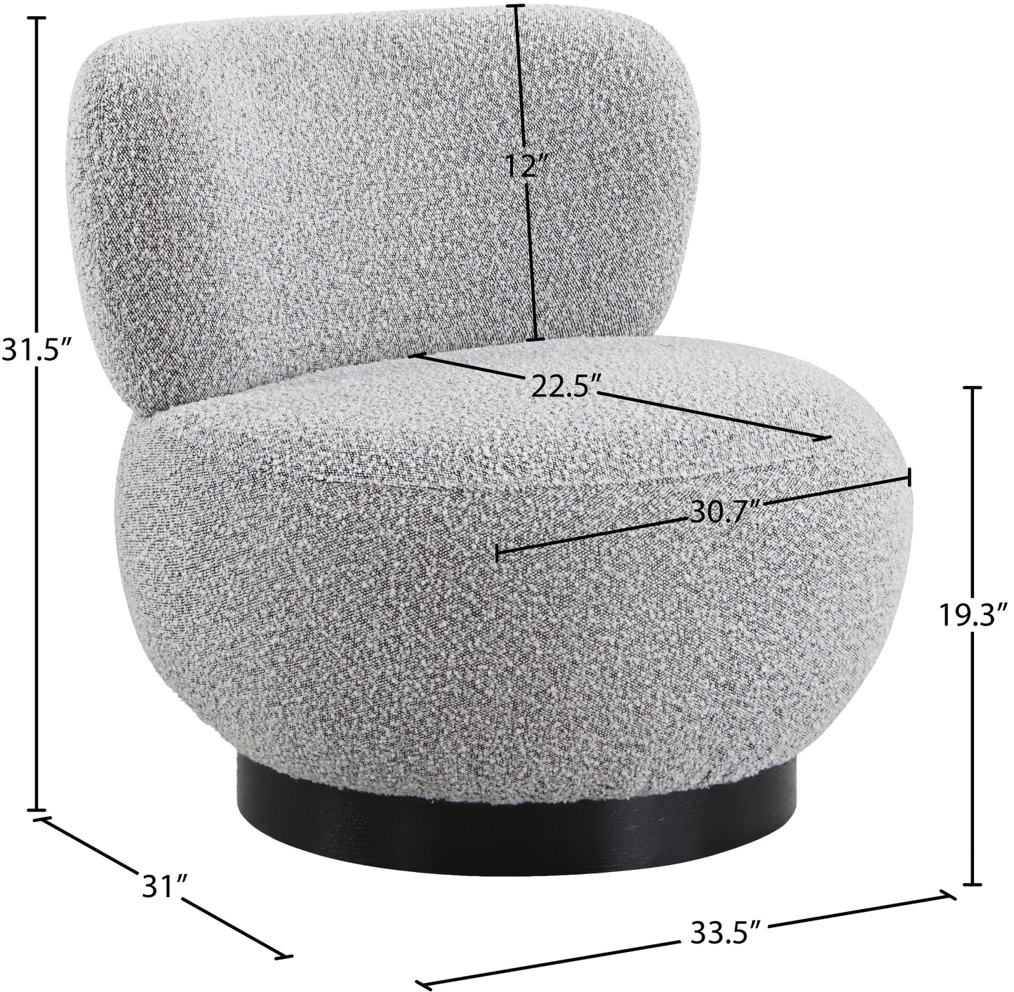 infinity grey boucle fabric accent chair grey