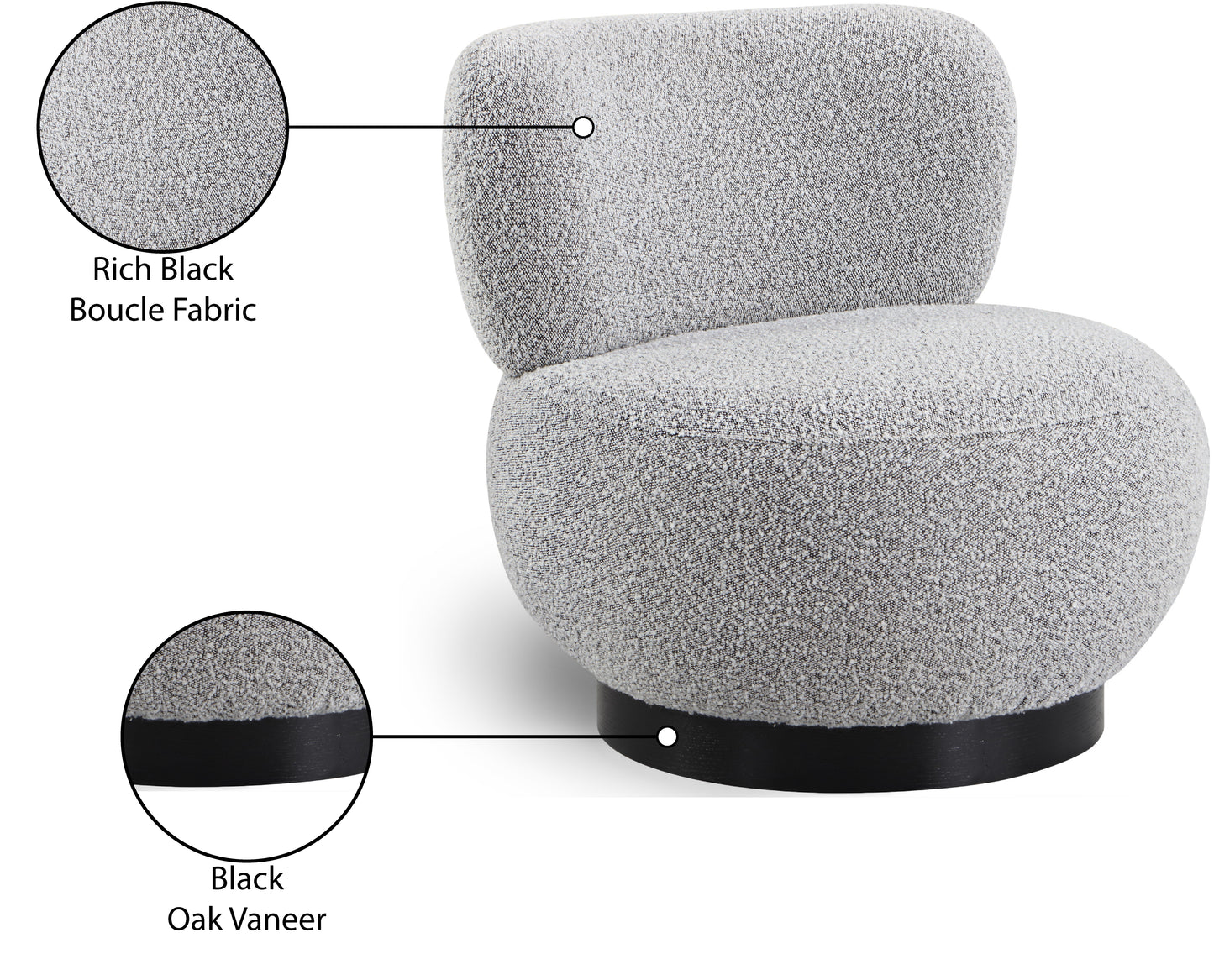 infinity grey boucle fabric accent chair grey