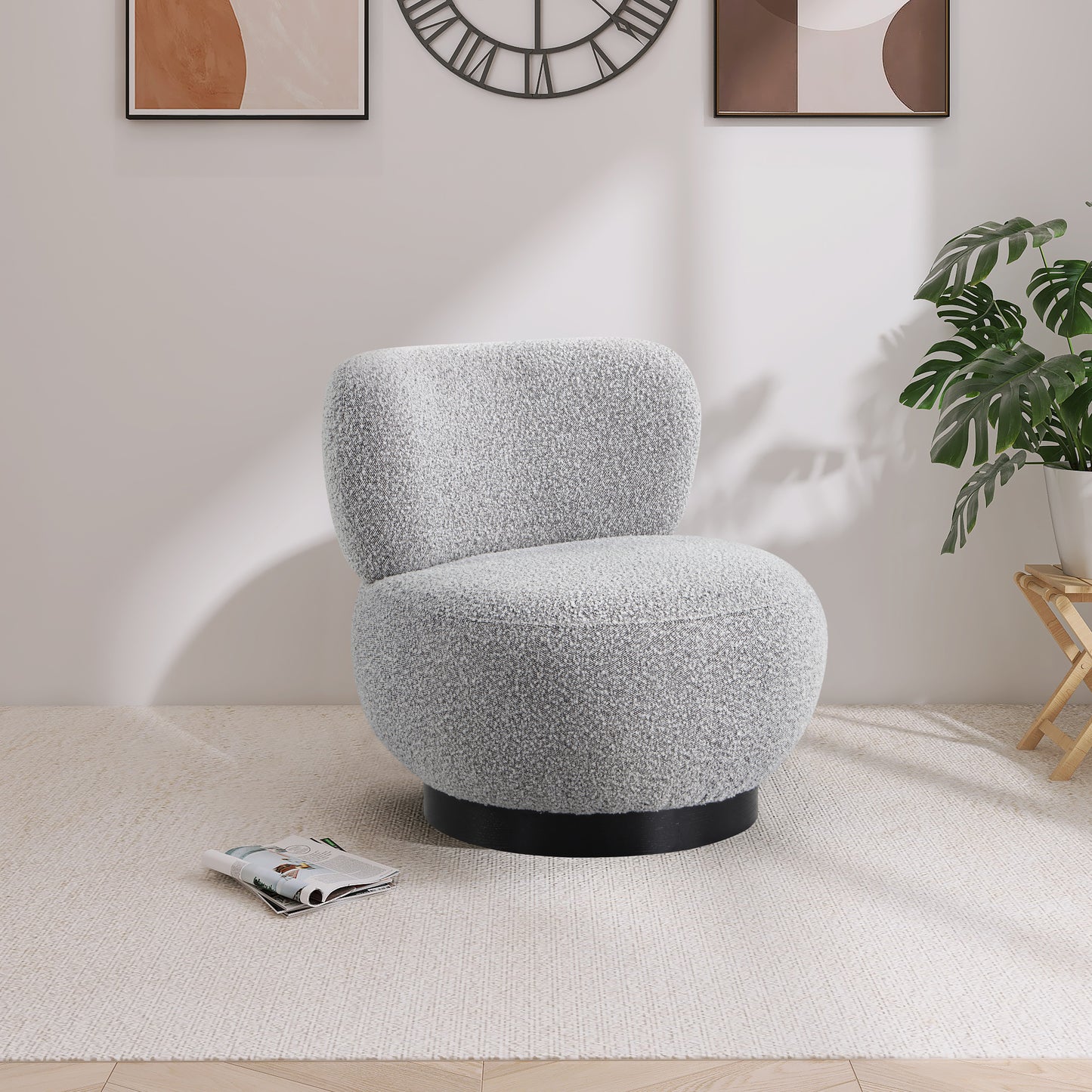 lavina grey boucle fabric accent chair