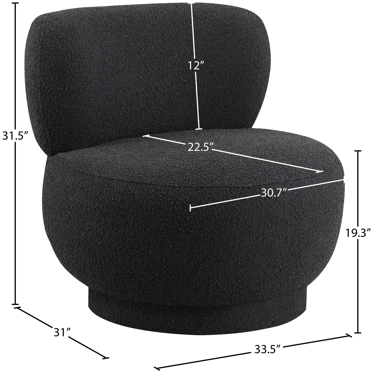 infinity black boucle fabric accent chair black