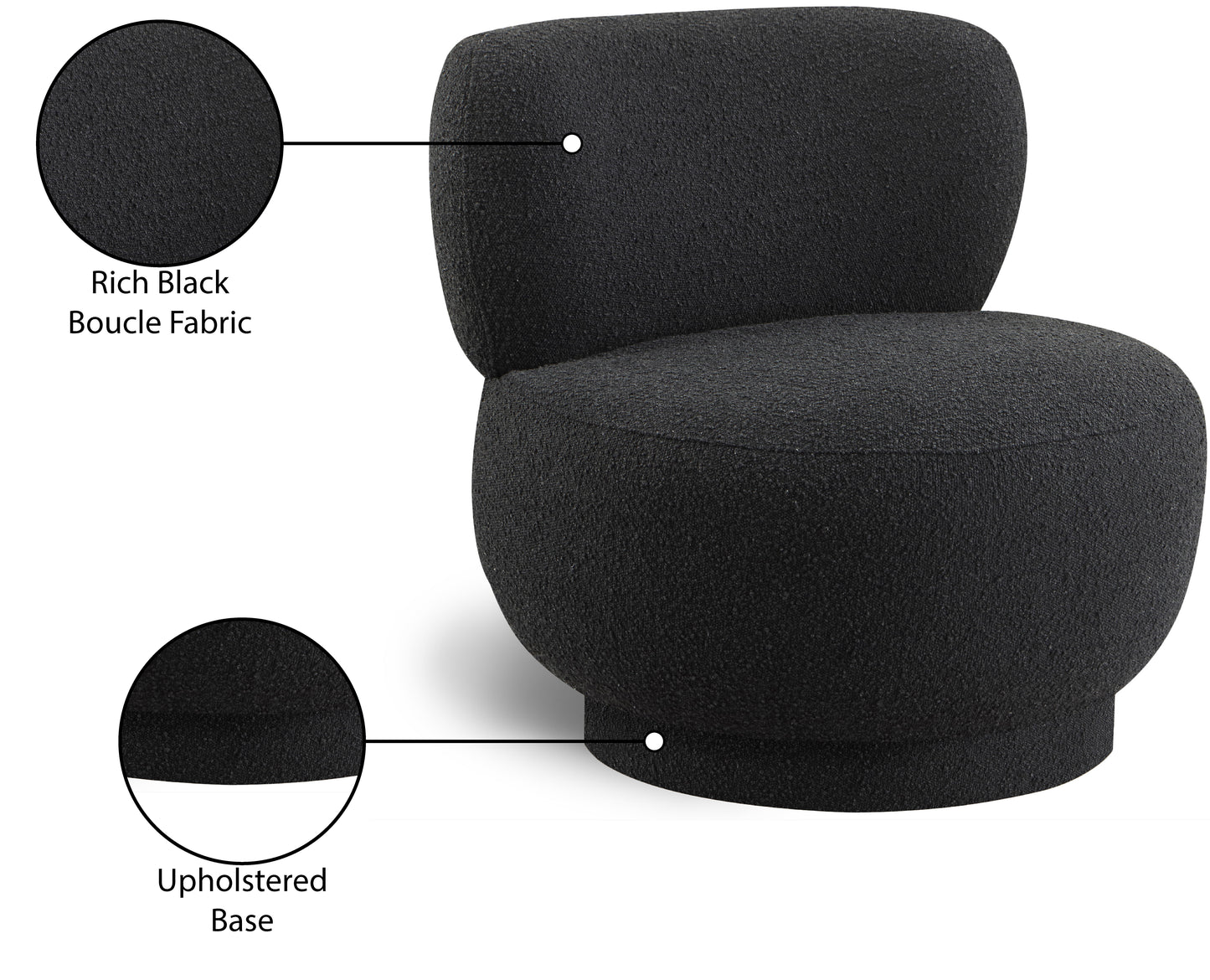 infinity black boucle fabric accent chair black