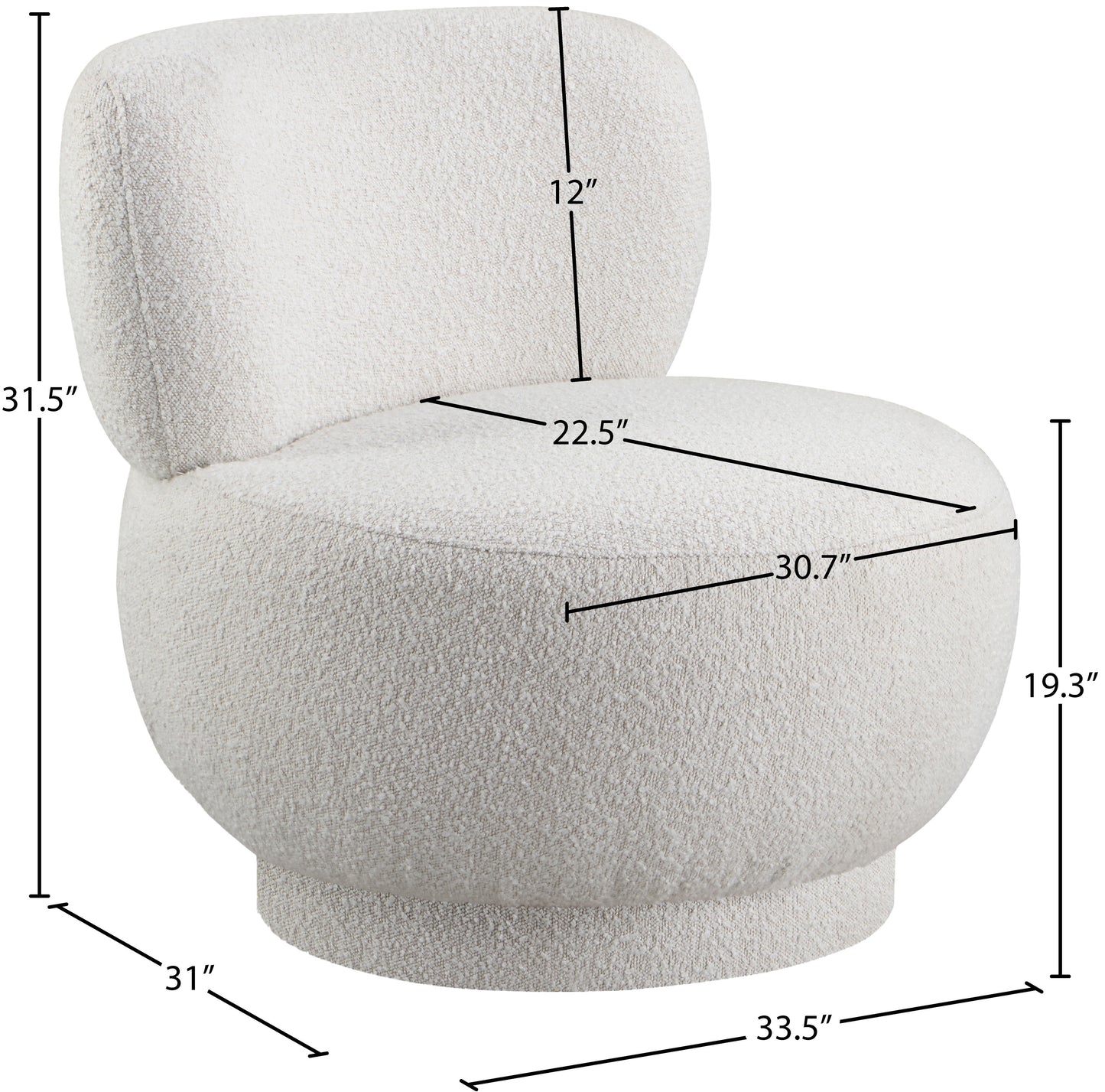 infinity cream boucle fabric accent chair cream