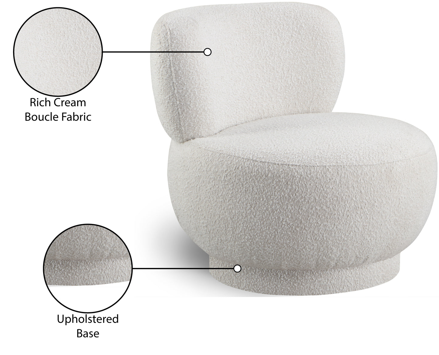 infinity cream boucle fabric accent chair cream