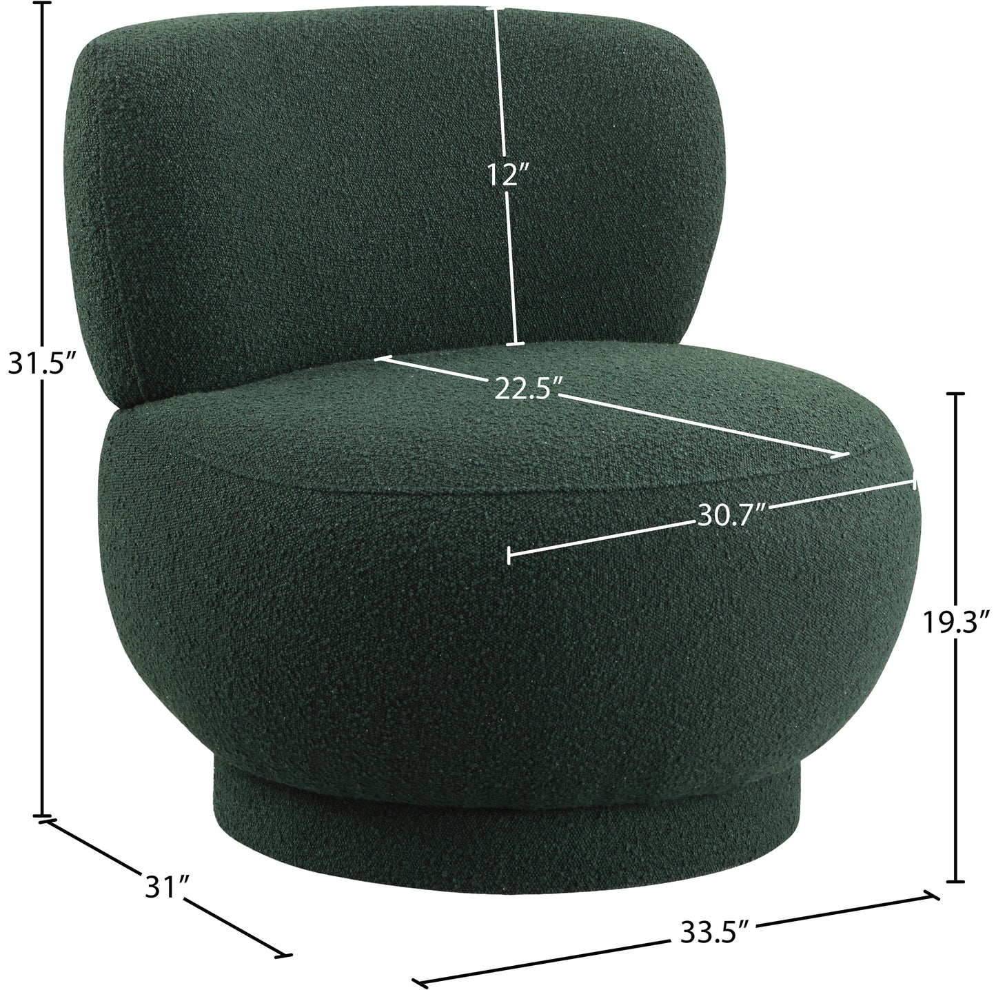 infinity green boucle fabric accent chair green