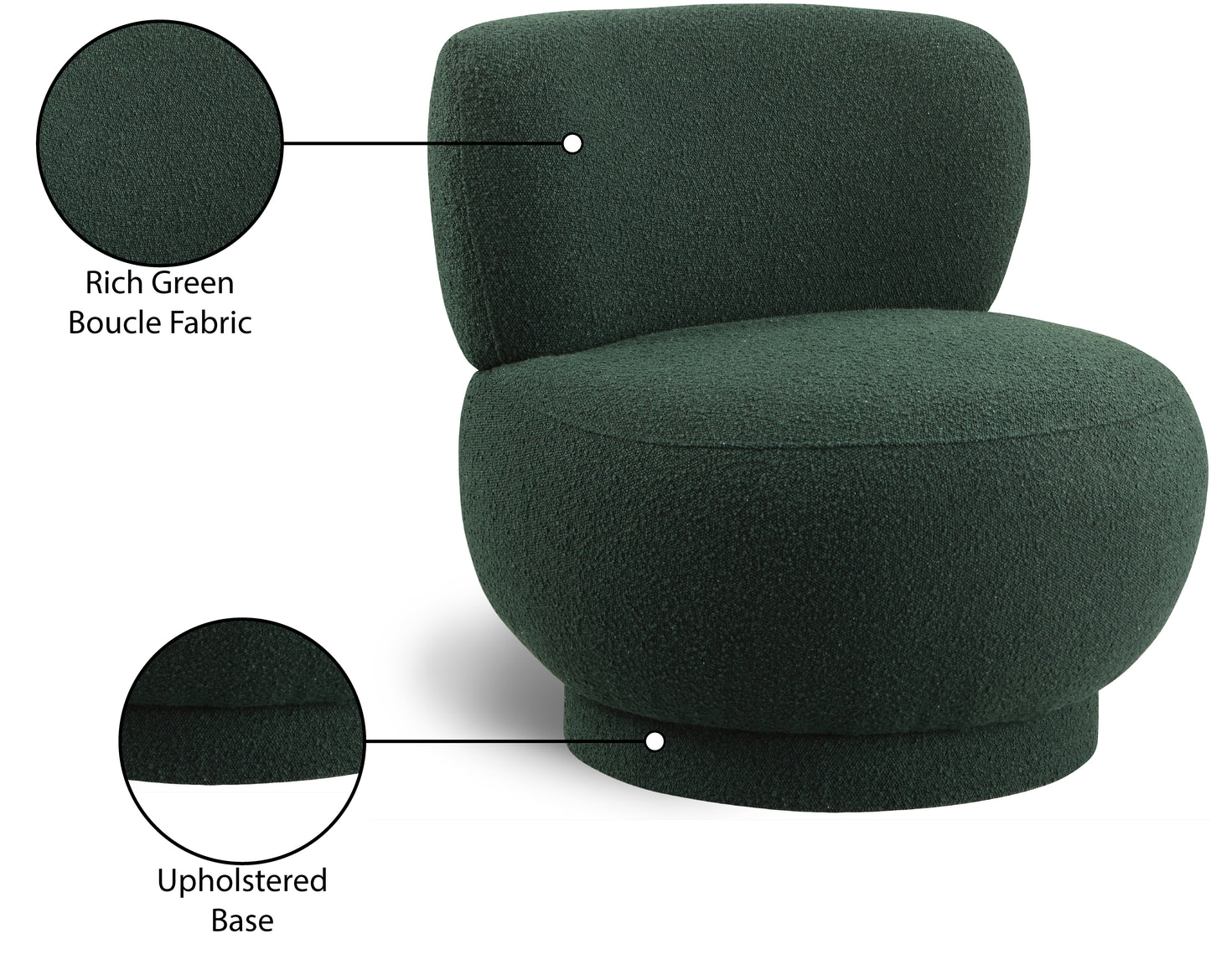 infinity green boucle fabric accent chair green