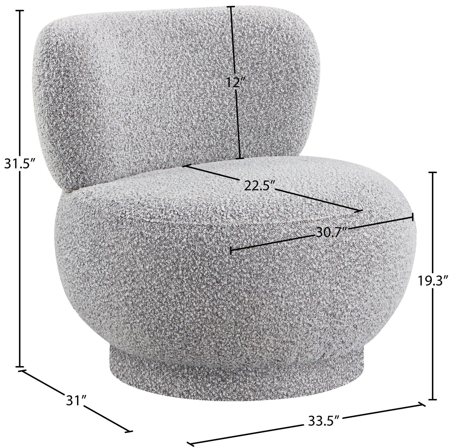 infinity grey boucle fabric accent chair grey