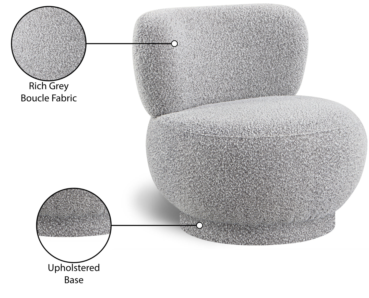 infinity grey boucle fabric accent chair grey