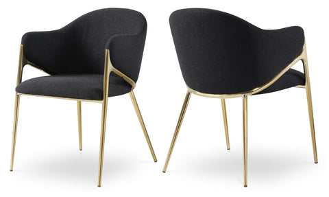 Opal Black Boucle Fabric Upholstered Dining Chair, 2-Piece
