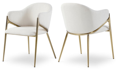 Opal Cream Boucle Fabric Upholstered Dining Chair, 2-Piece