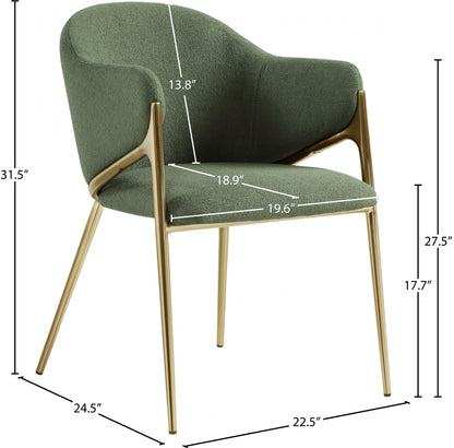 Roxy Green Boucle Fabric Dining Chair C