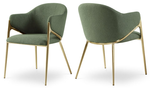 Opal Green Boucle Fabric Upholstered Dining Chair, 2-Piece