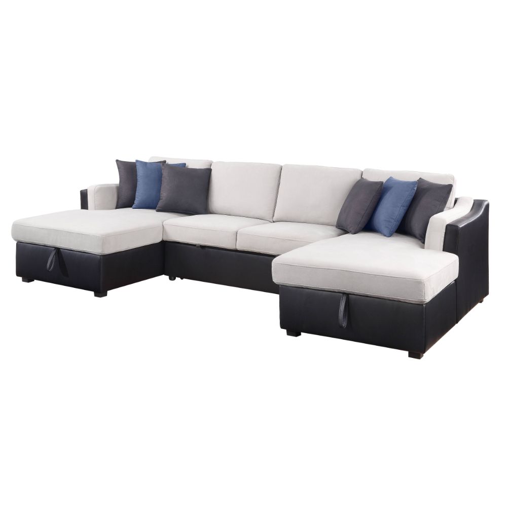 sectional sofa w/sleeper & 6 pillows