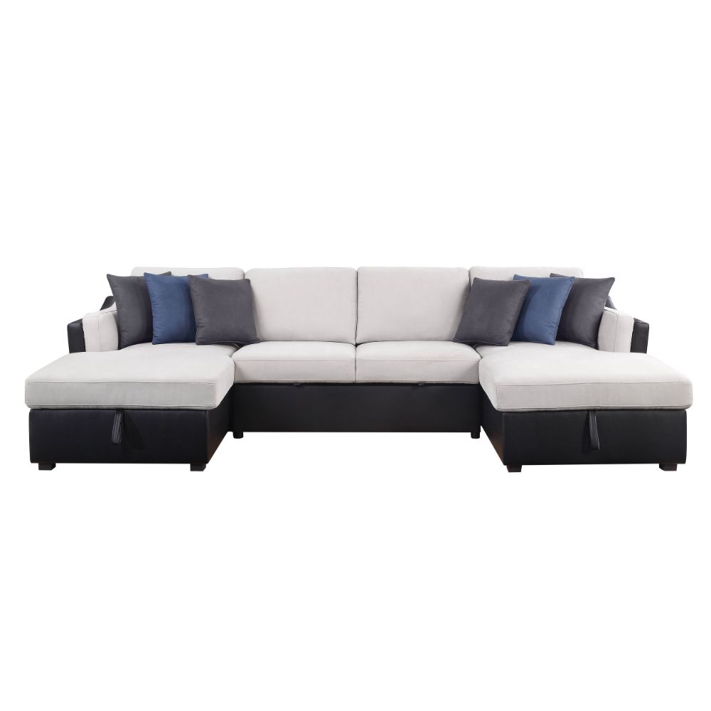 sectional sofa w/sleeper & 6 pillows