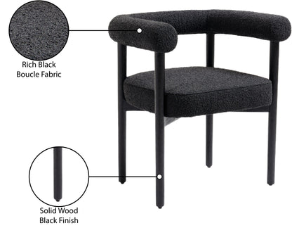 Cozy Black Boucle Fabric Dining Chair C