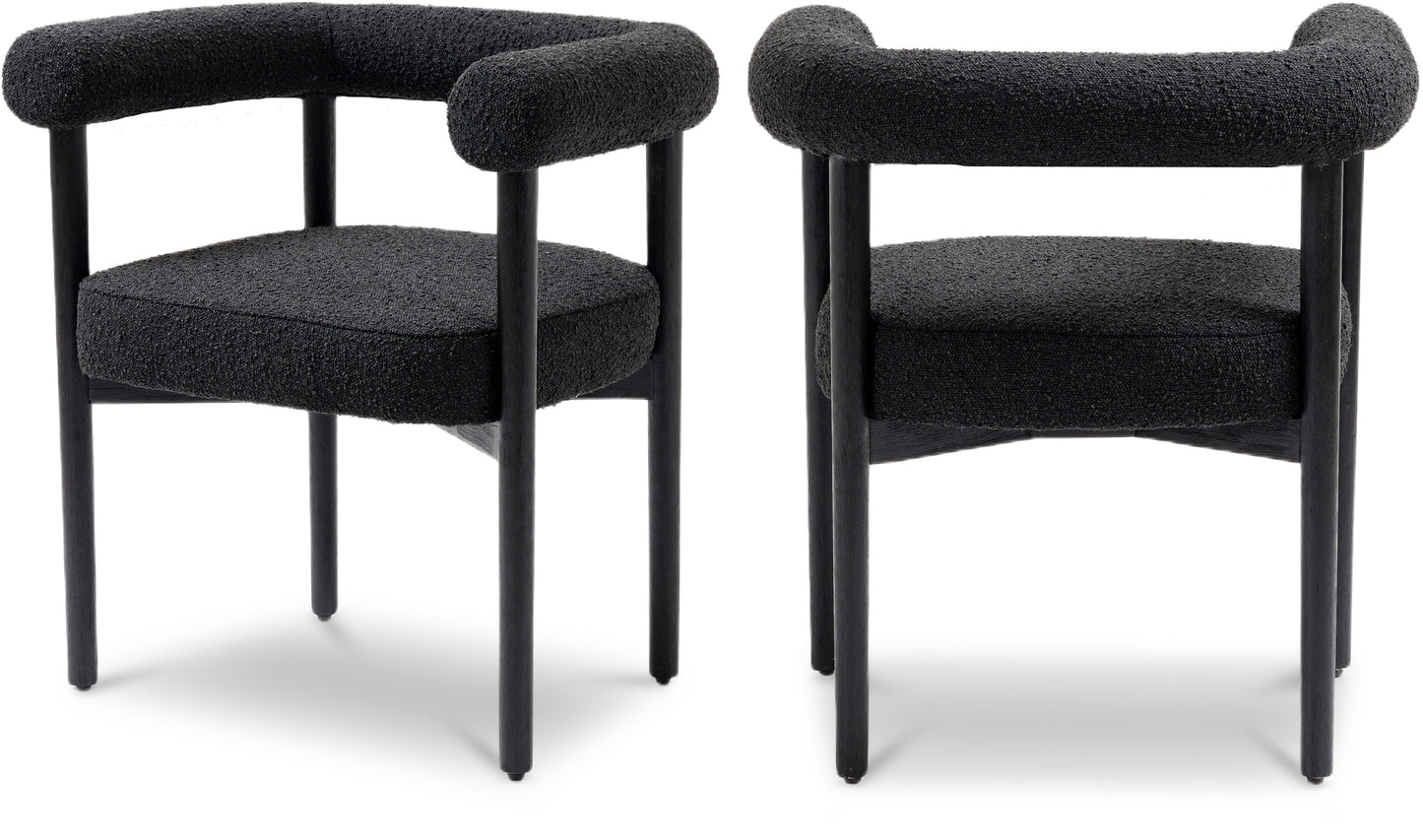 barlow black boucle fabric dining chair