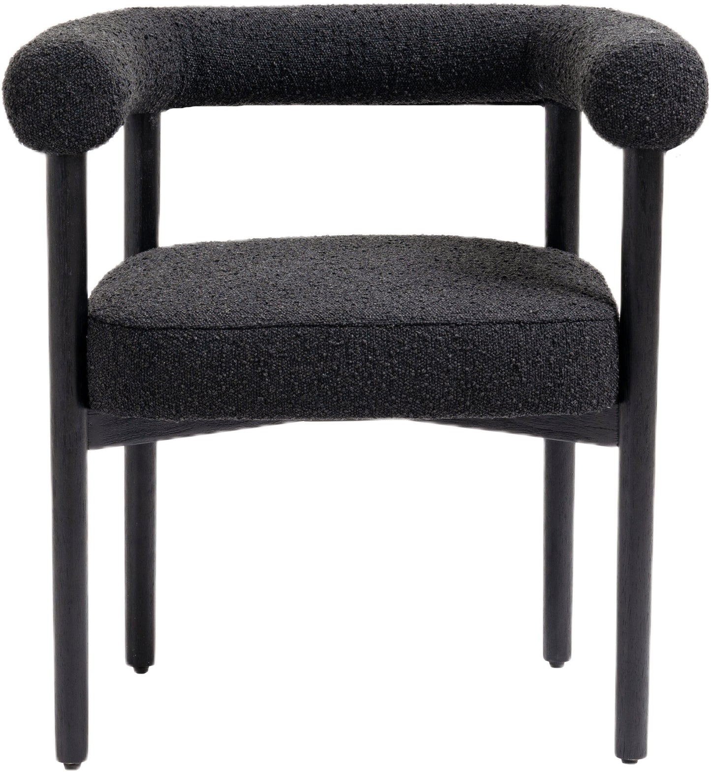 cozy black boucle fabric dining chair c