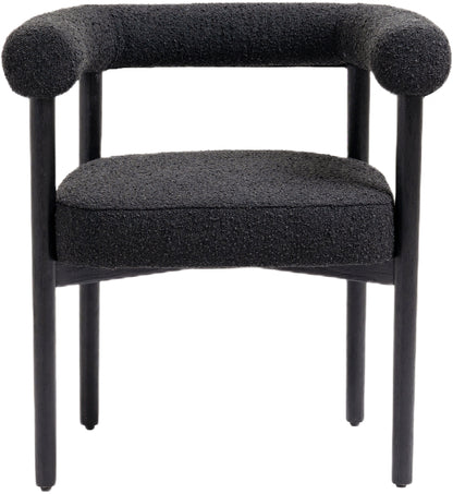 Cozy Black Boucle Fabric Dining Chair C