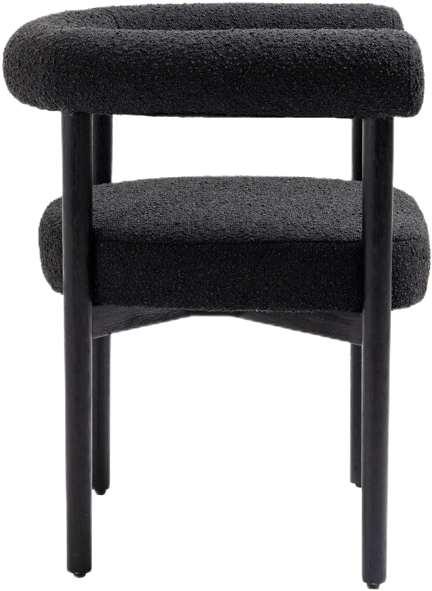 cozy black boucle fabric dining chair c