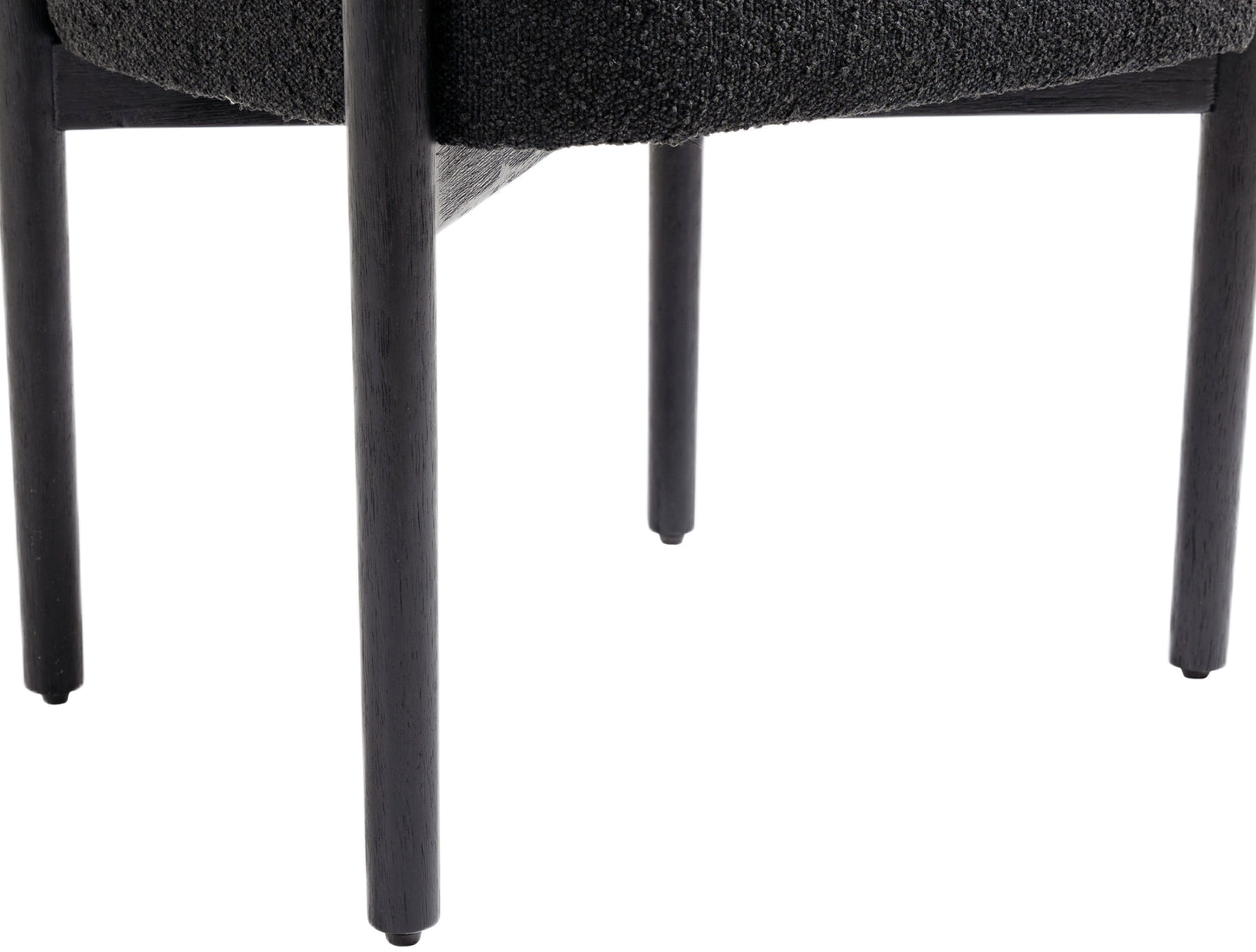 cozy black boucle fabric dining chair c