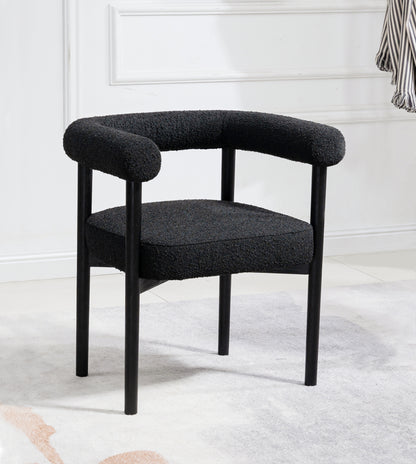 Cozy Black Boucle Fabric Dining Chair C