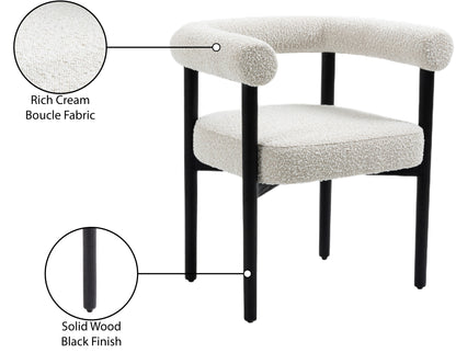 Cozy Cream Boucle Fabric Dining Chair C