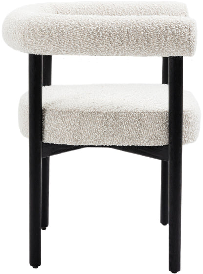 Cozy Cream Boucle Fabric Dining Chair C